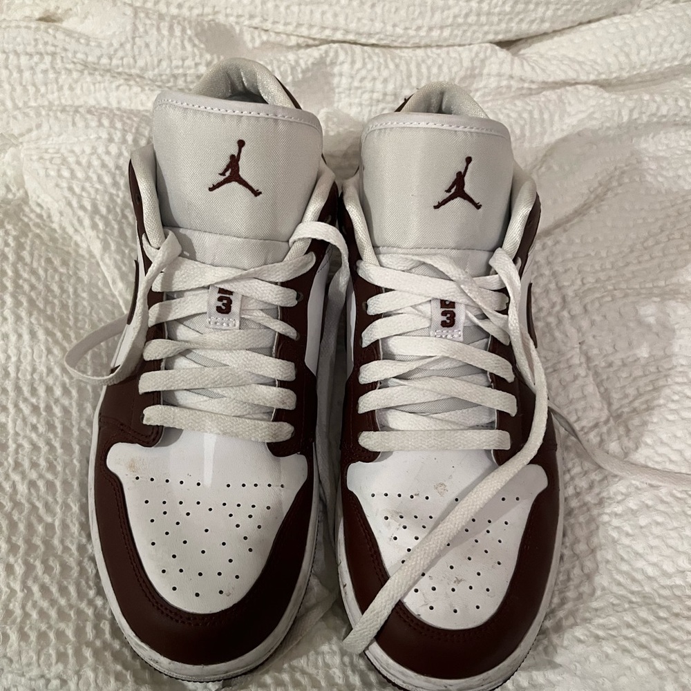 Maroon and white Air Jordan’s
